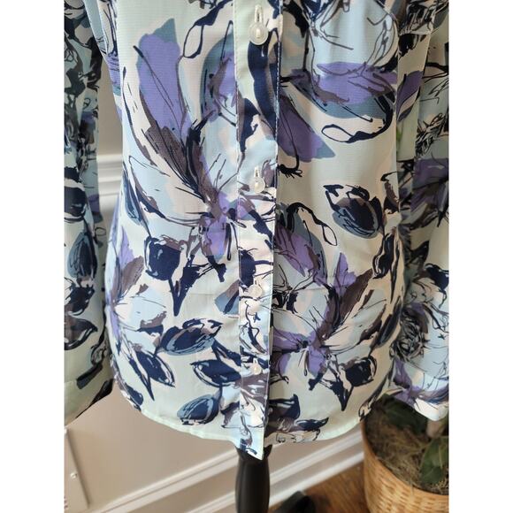 The Limited Button Up Blouse Women's Small Multicolor Floral Long Sleeve Stretch - Picture 4 of 11